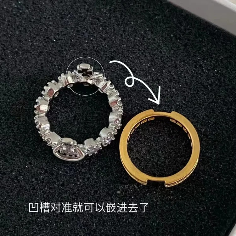 Queen Mother of the West Saturn Planet Double Layer Ring Full Diamond Ring Female Cosmic Geometric Double Layer Multiple Wearing Methods Best Friend Ring