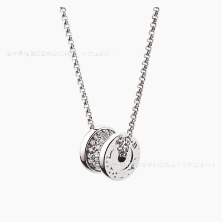 High black and white ceramic necklace classic little celebrity charity spring clavicle chain large waist full diamond pendant
