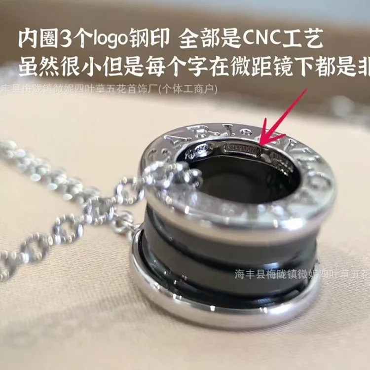 High black and white ceramic necklace classic little celebrity charity spring clavicle chain large waist full diamond pendant