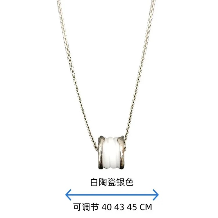 High black and white ceramic necklace classic little celebrity charity spring clavicle chain large waist full diamond pendant