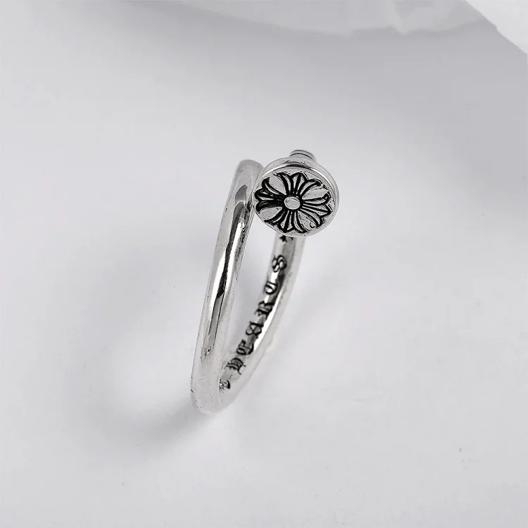 Chrome Hearts Orioles Trendy Engraving Crow Heart Tomb Eternal Old-made Ring Tail Flower Retro Cross Live Handmade CH