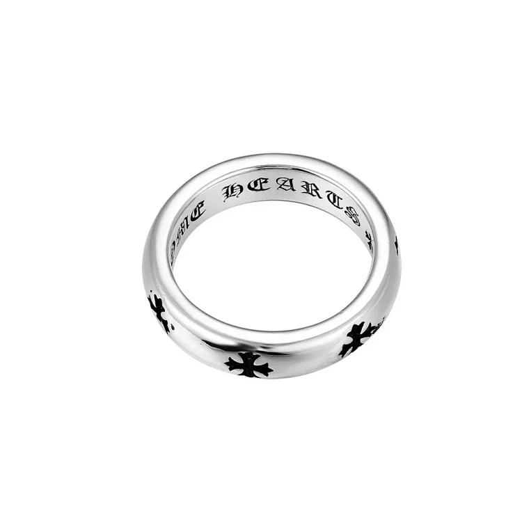 Chrome Hearts Orioles Trendy Engraving Crow Heart Tomb Eternal Old-made Ring Tail Flower Retro Cross Live Handmade CH