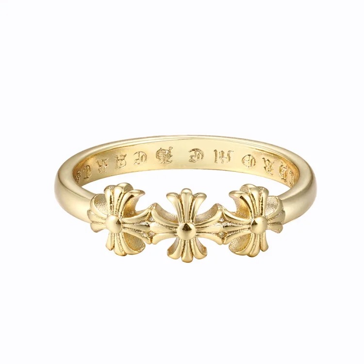 Chrome Hearts Orioles Trendy Engraving Crow Heart Tomb Eternal Old-made Ring Tail Flower Retro Cross Live Handmade CH