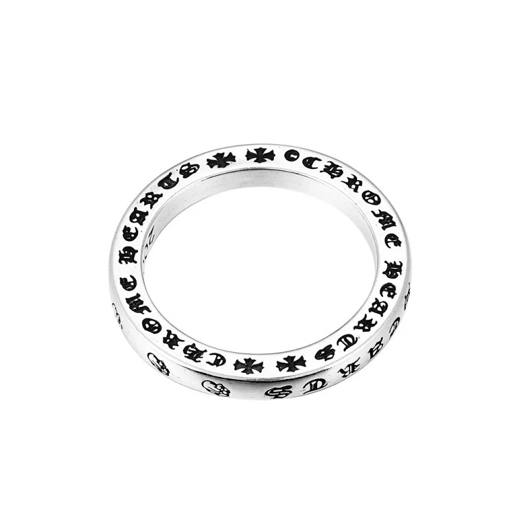Chrome Hearts Orioles Trendy Engraving Crow Heart Tomb Eternal Old-made Ring Tail Flower Retro Cross Live Handmade CH