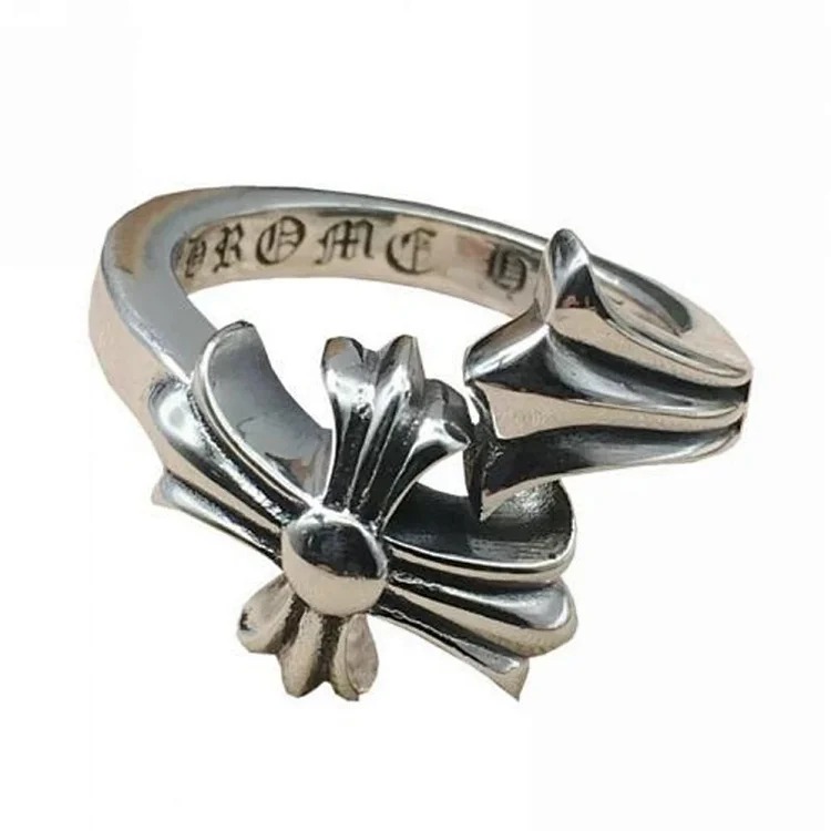 Chrome Hearts Orioles Trendy Engraving Crow Heart Tomb Eternal Old-made Ring Tail Flower Retro Cross Live Handmade CH
