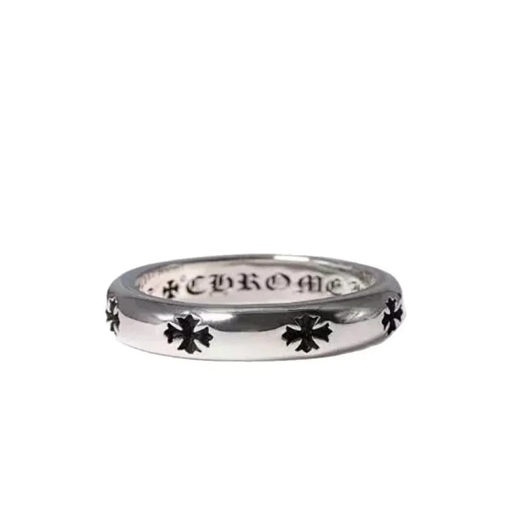 Chrome Hearts Orioles Trendy Engraving Crow Heart Tomb Eternal Old-made Ring Tail Flower Retro Cross Live Handmade CH