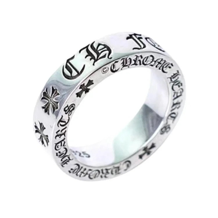 Chrome Hearts Orioles Trendy Engraving Crow Heart Tomb Eternal Old-made Ring Tail Flower Retro Cross Live Handmade CH