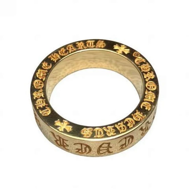 Chrome Hearts Orioles Trendy Engraving Crow Heart Tomb Eternal Old-made Ring Tail Flower Retro Cross Live Handmade CH