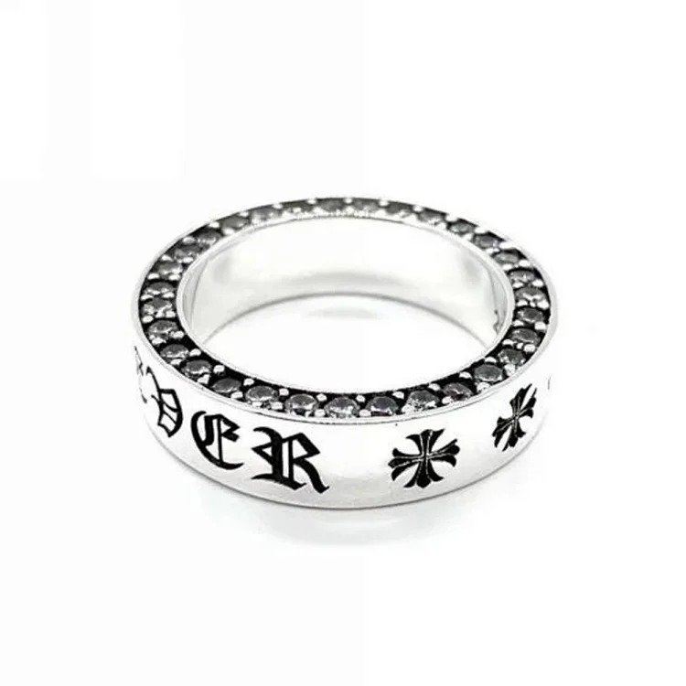 Chrome Hearts Orioles Trendy Engraving Crow Heart Tomb Eternal Old-made Ring Tail Flower Retro Cross Live Handmade CH