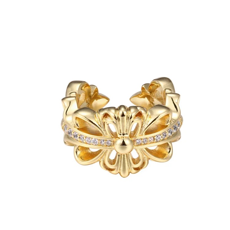 Chrome Hearts Orioles Trendy Engraving Crow Heart Tomb Eternal Old-made Ring Tail Flower Retro Cross Live Handmade CH