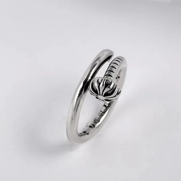 Chrome Hearts Orioles Trendy Engraving Crow Heart Tomb Eternal Old-made Ring Tail Flower Retro Cross Live Handmade CH