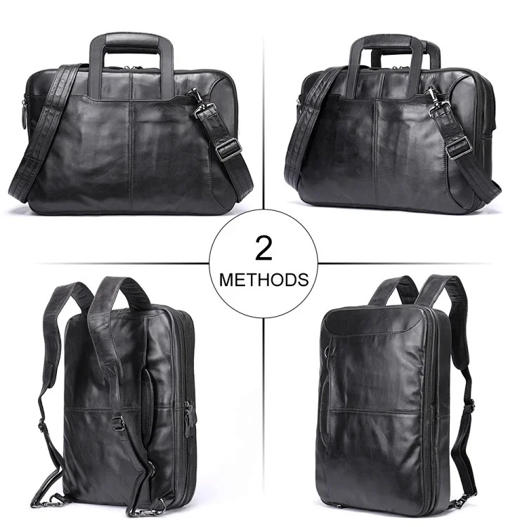 Cross-border retro business briefcase multi-functional waxed cowhide backpack men's briefcase men briefcase