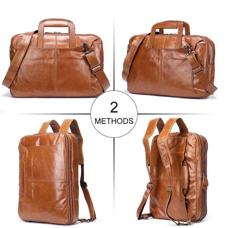 Cross-border retro business briefcase multi-functional waxed cowhide backpack men's briefcase men briefcase
