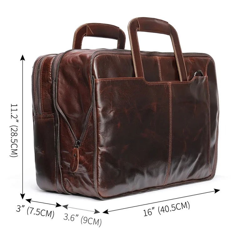 Cross-border retro business briefcase multi-functional waxed cowhide backpack men's briefcase men briefcase