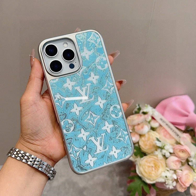 All-inclusive mobile phone case New product mobile phone case New craft gilt glass case [Fireworks Electroplated glass magnetic mobile phone case Lychee pattern cowhide embossed mobile phone