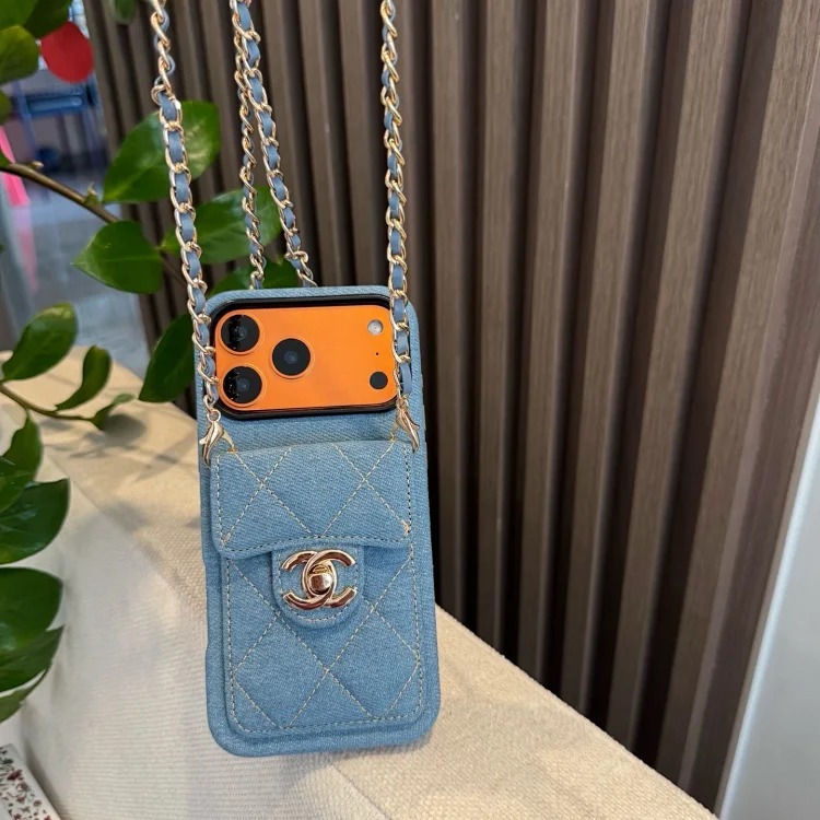 Louis Vuitton New bag decorations and keychains Presbyopic card holder mobile phone case Card holder double C buckle denim card holder mobile phone case Chain ⛓️Shoulder strap crossbody mobi