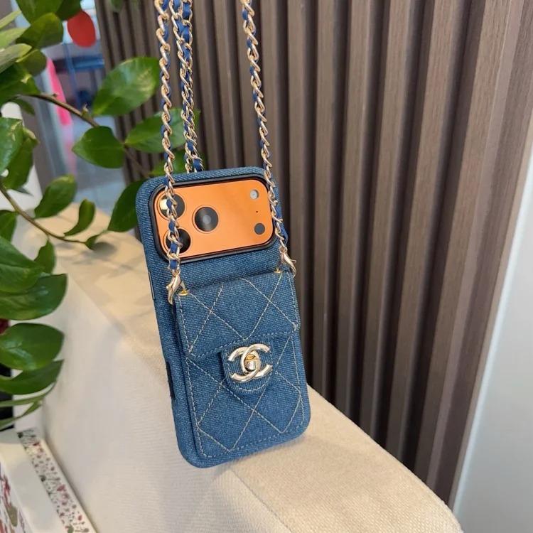 Louis Vuitton New bag decorations and keychains Presbyopic card holder mobile phone case Card holder double C buckle denim card holder mobile phone case Chain ⛓️Shoulder strap crossbody mobi