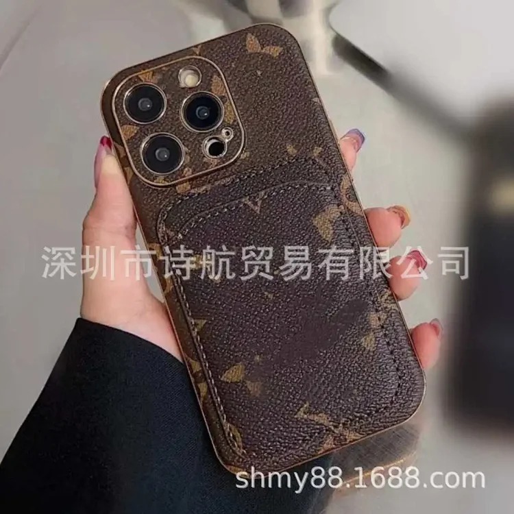 Louis Vuitton Suitable for Apple ihone15pro all-inclusive plug-in card Internet celebrity mobile phone case classic presbyopia exquisite anti-fall protective cover