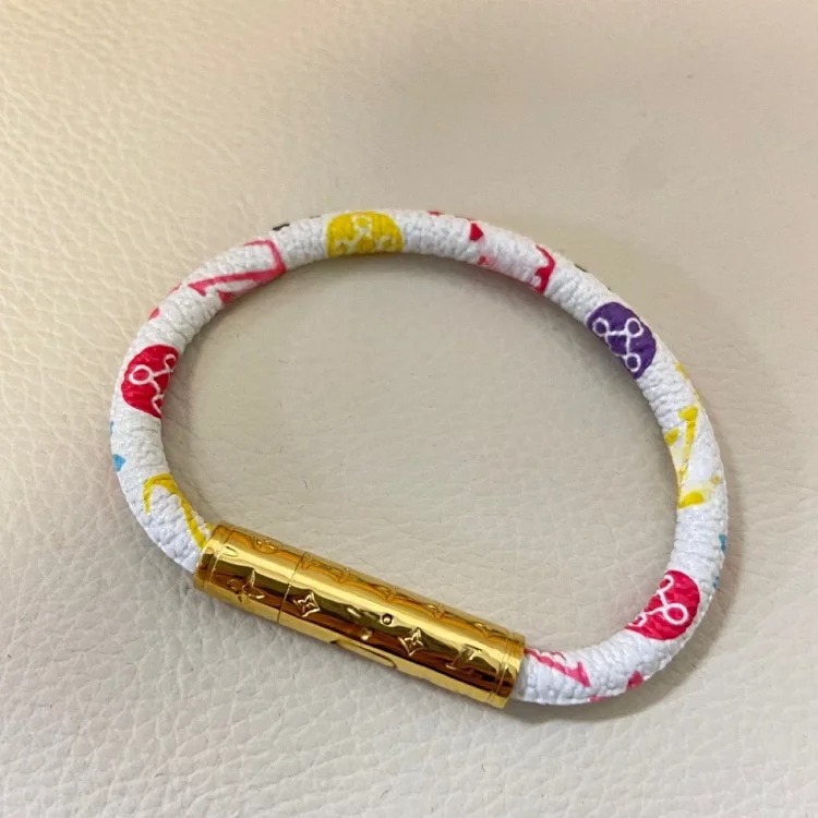 Louis Vuitton New classic old flower leather rope buckle titanium steel gold silver button buckle men and women same style couple high-end leather