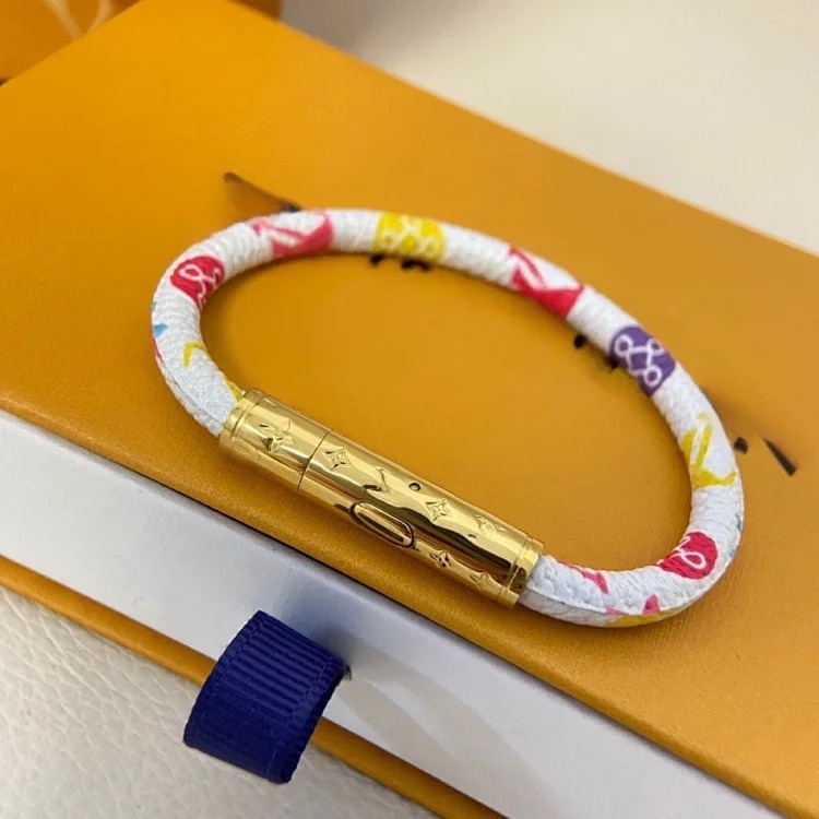 Louis Vuitton New classic old flower leather rope buckle titanium steel gold silver button buckle men and women same style couple high-end leather