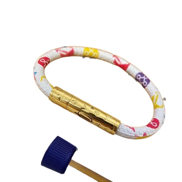 Louis Vuitton New classic old flower leather rope buckle titanium steel gold silver button buckle men and women same style couple high-end leather