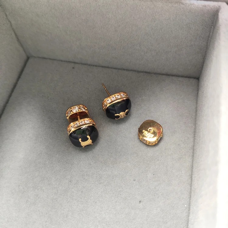 Celine Full Diamond Arc de Triomphe Square Oil Drop Earrings Light Luxury Lady Style Versatile Women's Earrings High-Quality Czech Diamond Earrings for Women