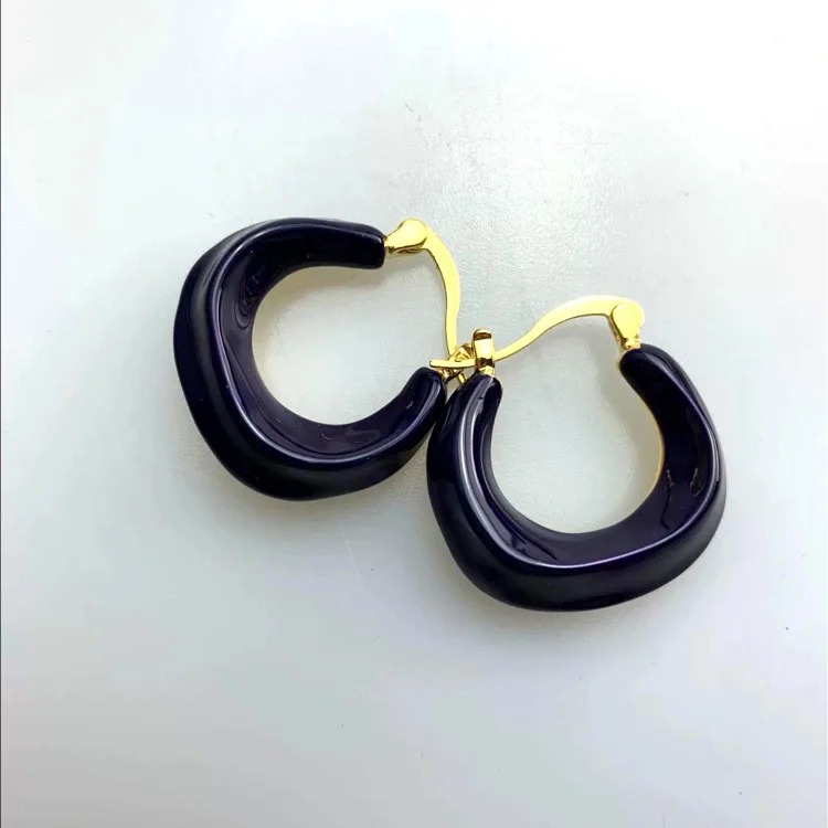 celi French colored tassel dripping oil enamel earrings light luxury versatile copper gold-plated small fragrance ins female ins style
