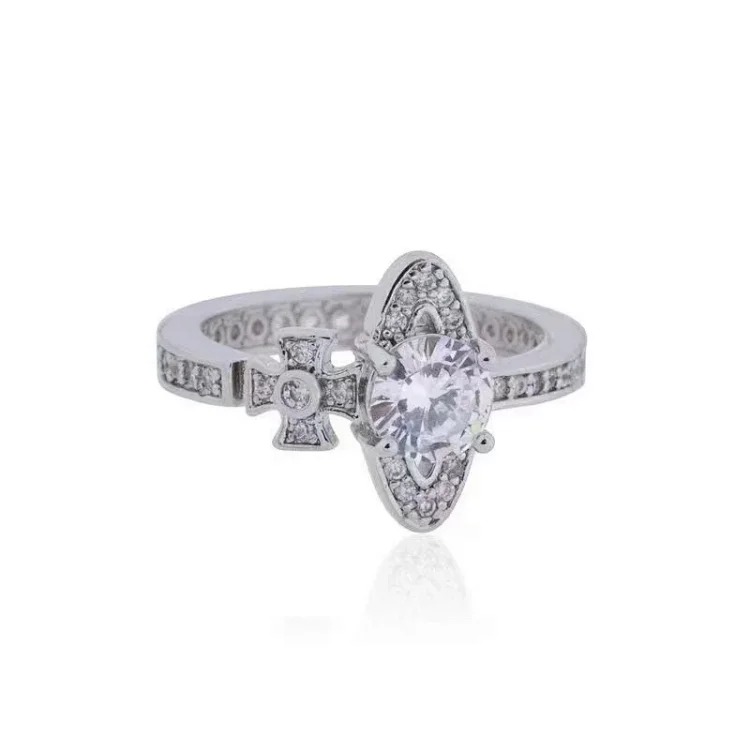 High of Queen Mother Vivian West's Saturn diamond open ring female Saturn orbit temperament European and American bright stone ring