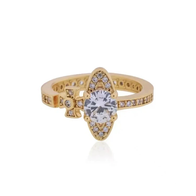 High of Queen Mother Vivian West's Saturn diamond open ring female Saturn orbit temperament European and American bright stone ring