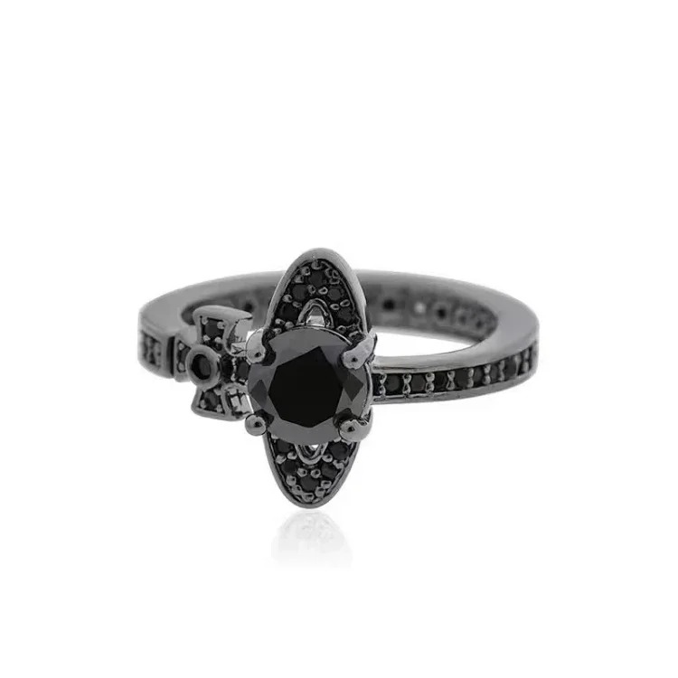 High of Queen Mother Vivian West's Saturn diamond open ring female Saturn orbit temperament European and American bright stone ring