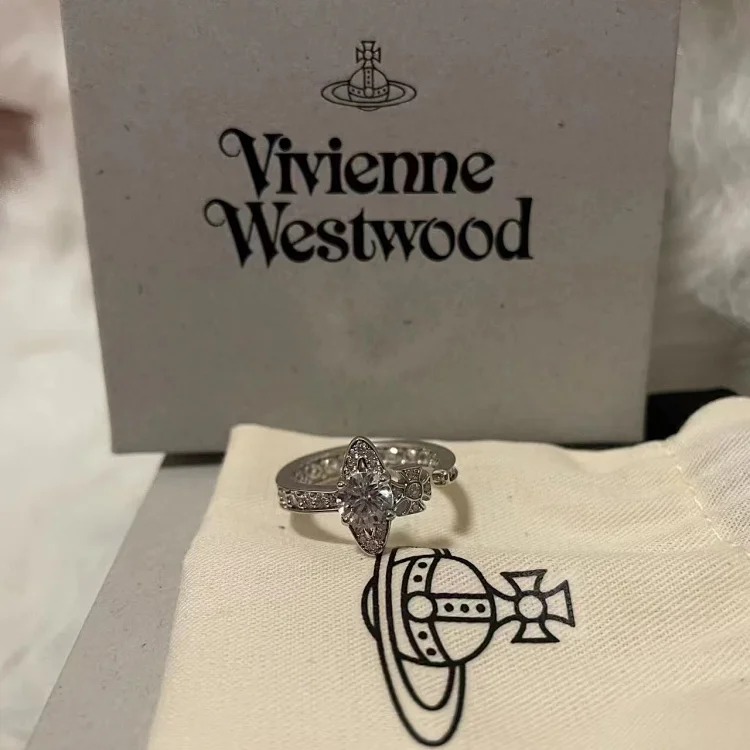 High of Queen Mother Vivian West's Saturn diamond open ring female Saturn orbit temperament European and American bright stone ring