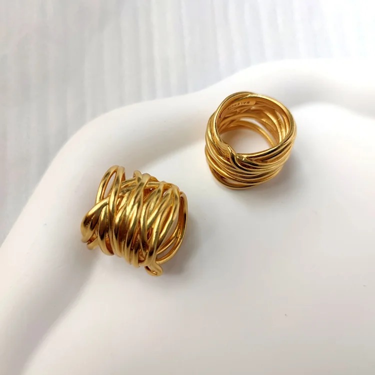 French Paris Heavy Industry Braided Line Ring Light Luxury Palace Style Retro Ring Baroque Vintage Ring