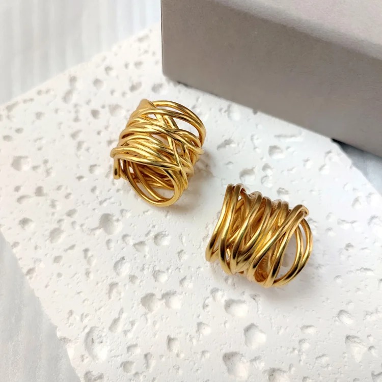 French Paris Heavy Industry Braided Line Ring Light Luxury Palace Style Retro Ring Baroque Vintage Ring