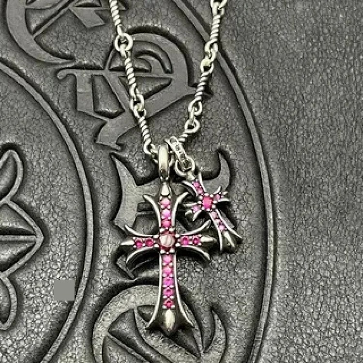 Chanel Diamond-encrusted large and small double cross sweater chain with high-end feel