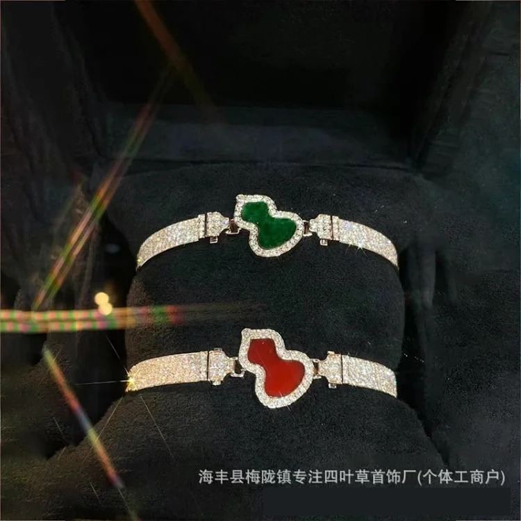 V gold high gourd agate full diamond bracelet high-end mother-of-pearl light luxury temperament female versatile fashion gift to girlfriend