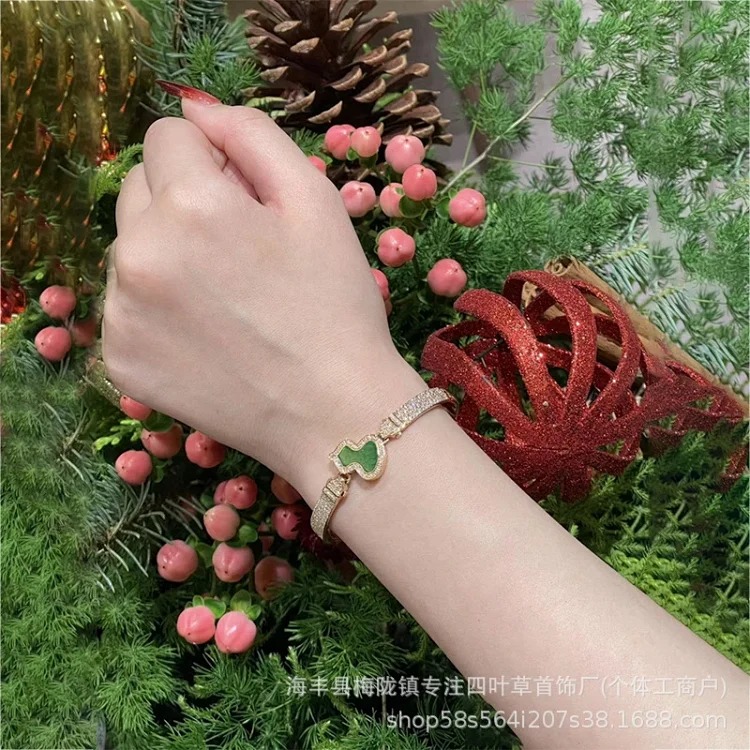 V gold high gourd agate full diamond bracelet high-end mother-of-pearl light luxury temperament female versatile fashion gift to girlfriend