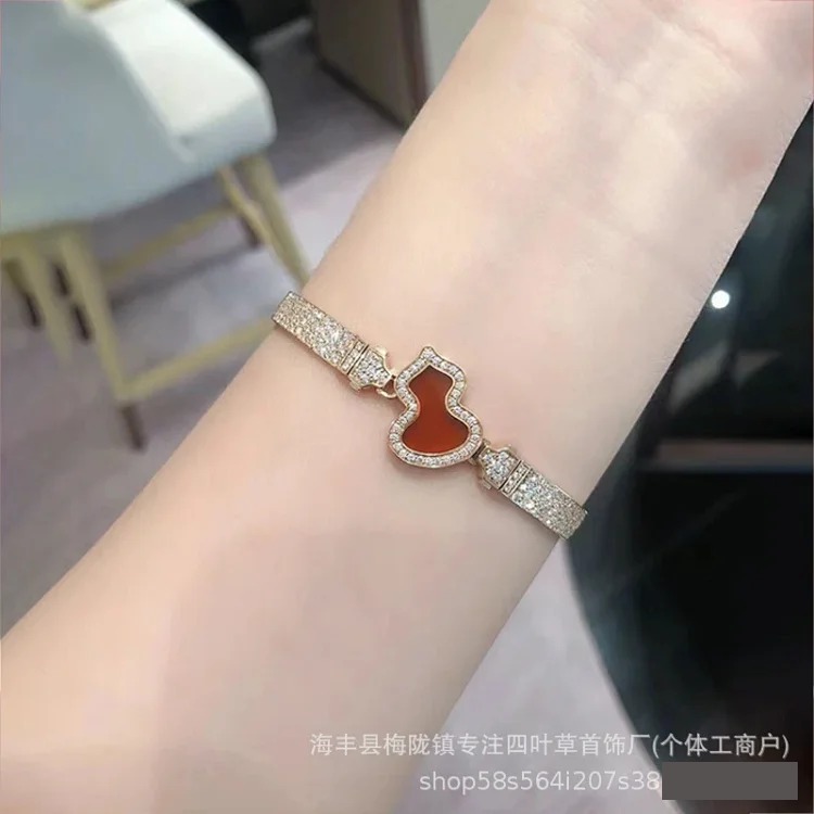 V gold high gourd agate full diamond bracelet high-end mother-of-pearl light luxury temperament female versatile fashion gift to girlfriend