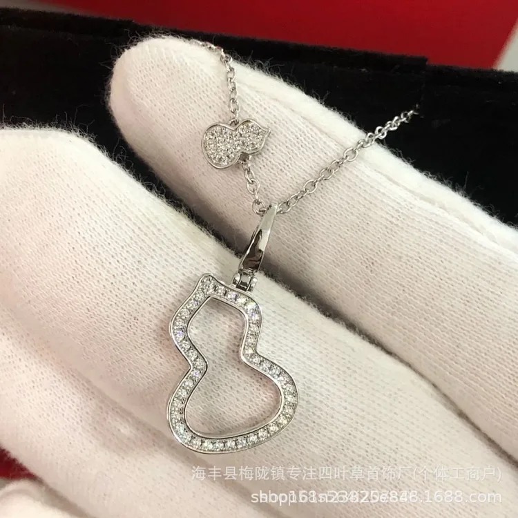 Gourd necklace for women thickly plated 18K rose gold V gold natural carnelian white mother-of-pearl pendant fashion clavicle chain wholesale