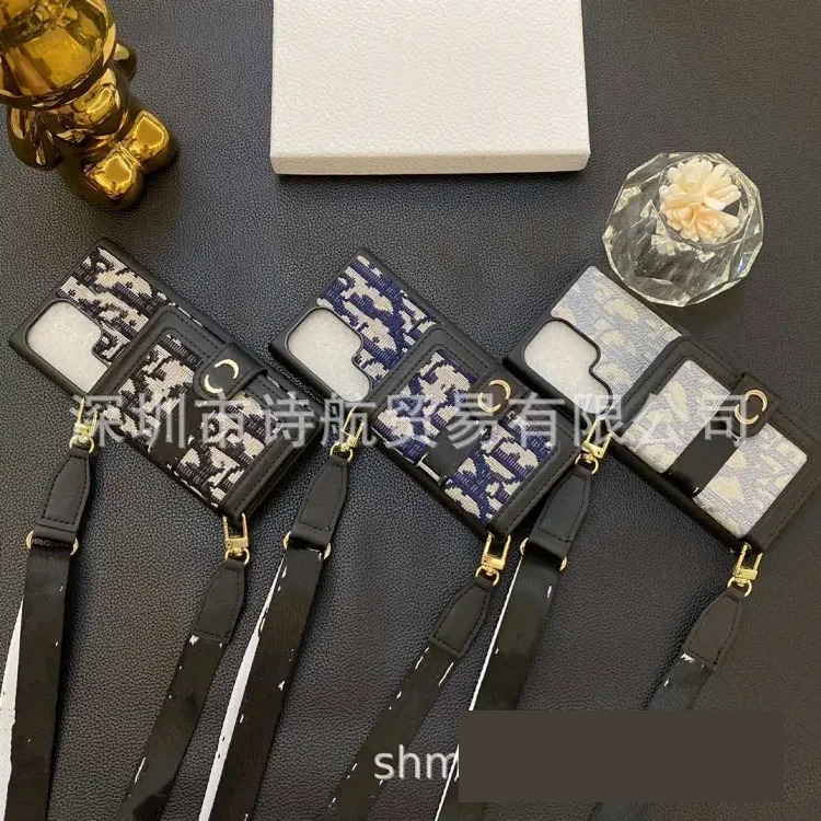 Light luxury high-end suitable for ihone17promax mobile phone case diagonal lanyard card holder multi-functional protective cover