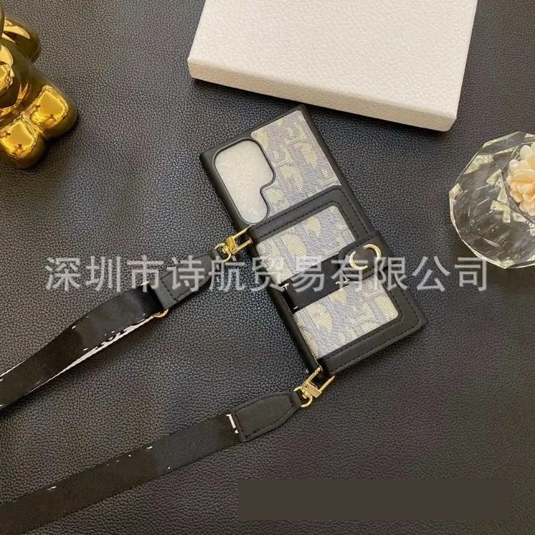 Light luxury high-end suitable for ihone17promax mobile phone case diagonal lanyard card holder multi-functional protective cover image 2
