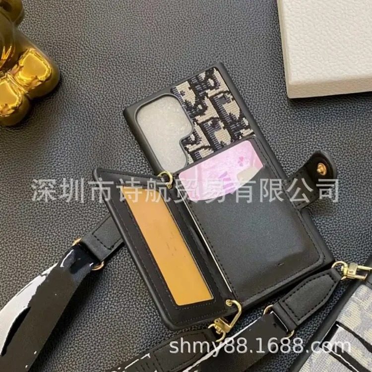Light luxury high-end suitable for ihone17promax mobile phone case diagonal lanyard card holder multi-functional protective cover image 5