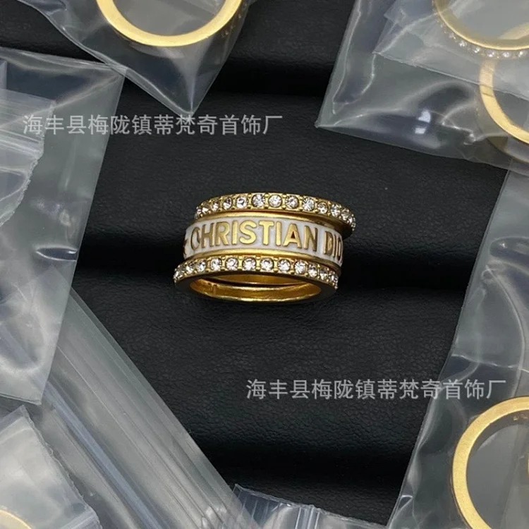 Djia/Dijia CD letter ring classic retro old open bronze love gilt butterfly ring wholesale