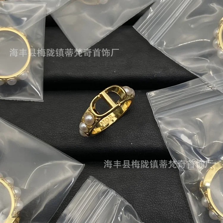 Djia/Dijia CD letter ring classic retro old open bronze love gilt butterfly ring wholesale