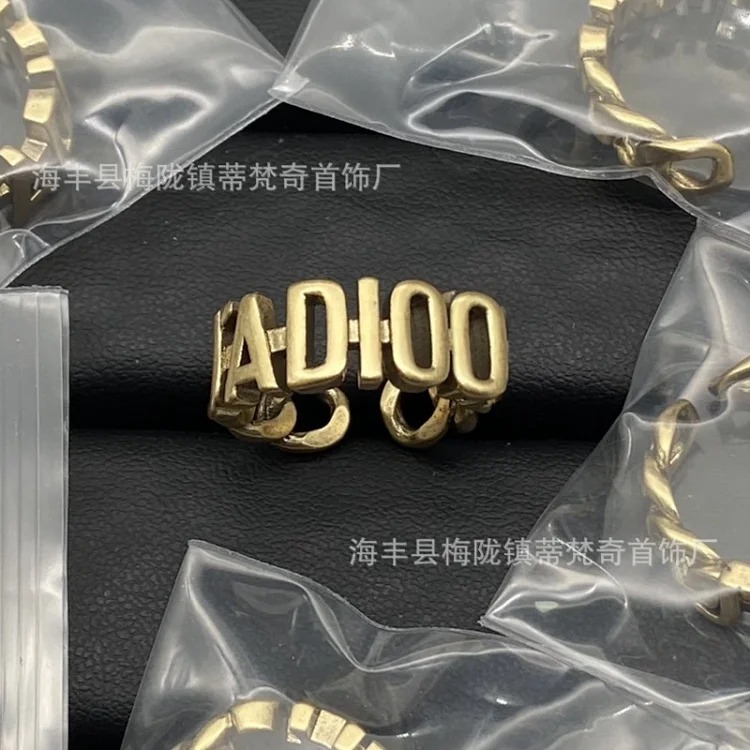 Djia/Dijia CD letter ring classic retro old open bronze love gilt butterfly ring wholesale