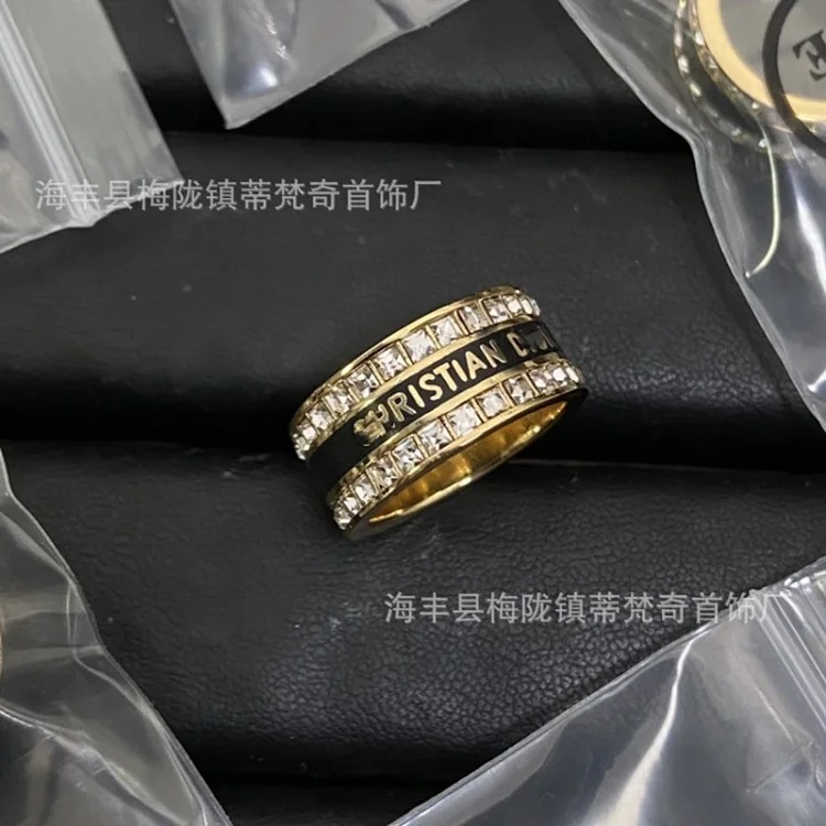 Djia/Dijia CD letter ring classic retro old open bronze love gilt butterfly ring wholesale