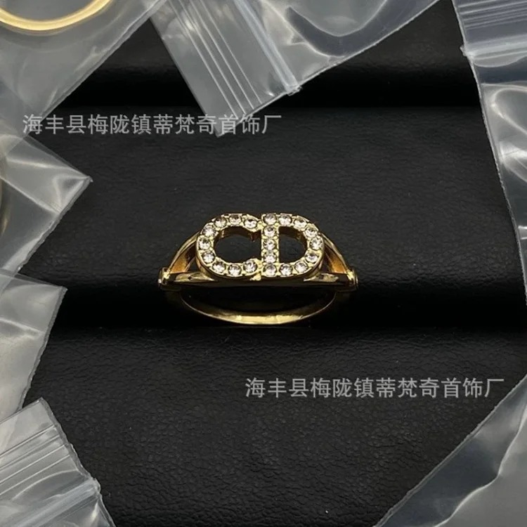 Djia/Dijia CD letter ring classic retro old open bronze love gilt butterfly ring wholesale
