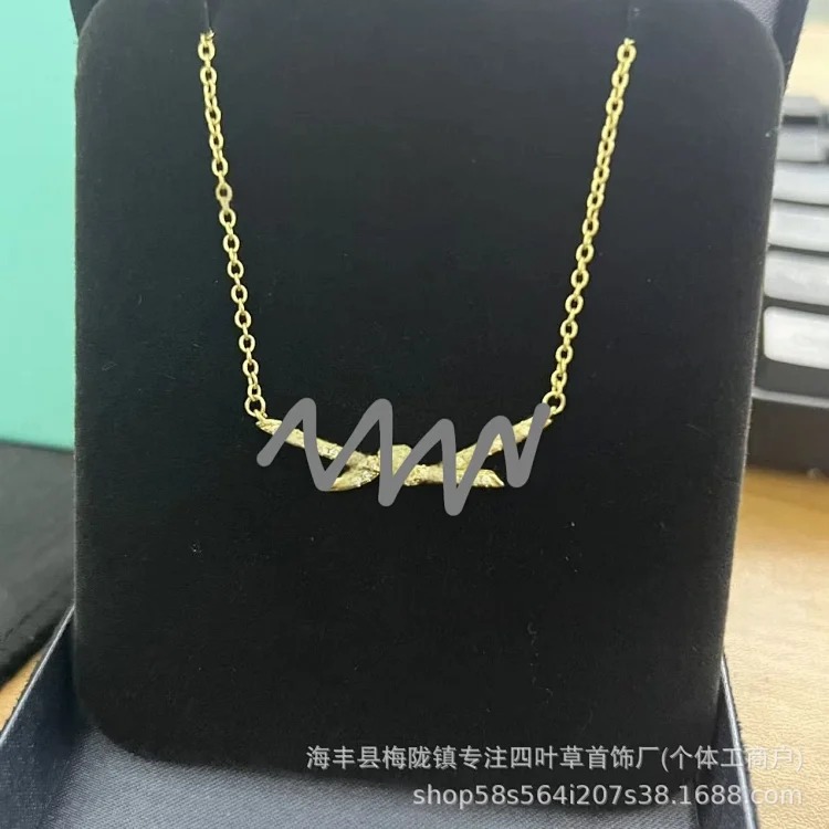 Louis Vuitton Tijia T knot twist necklace bow diamond half diamond full diamond necklace versatile rose gold clavicle chain jewelry