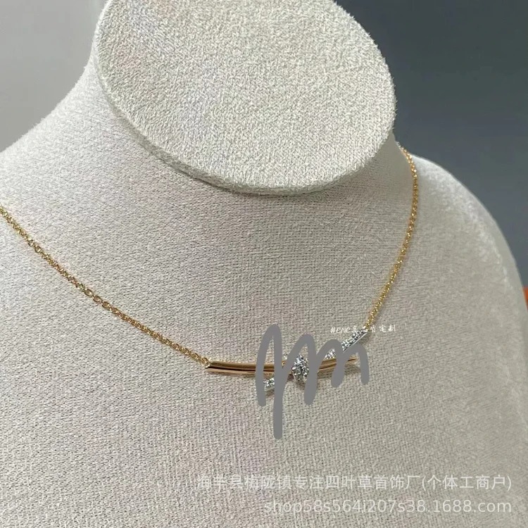Louis Vuitton Tijia T knot twist necklace bow diamond half diamond full diamond necklace versatile rose gold clavicle chain jewelry