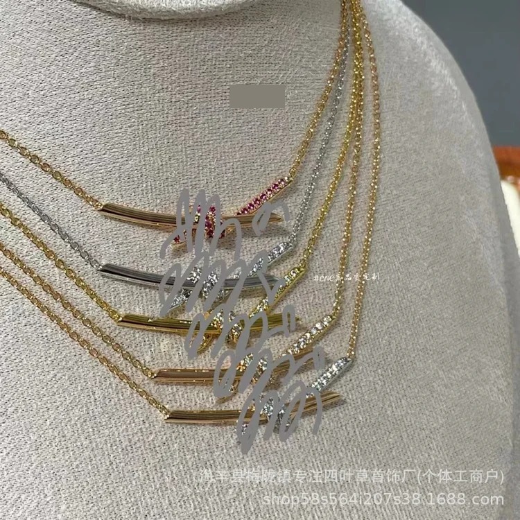 Louis Vuitton Tijia T knot twist necklace bow diamond half diamond full diamond necklace versatile rose gold clavicle chain jewelry