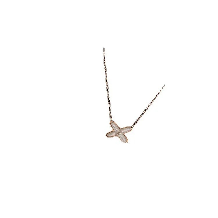 Shangjia white mother-of-pearl cross bracelet light luxury niche 18K rose gold plated simple high-end clavicle chain on behalf of